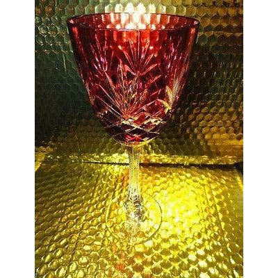 Faberge Odessa Cranberry Red Hock Crystal Wine Glass