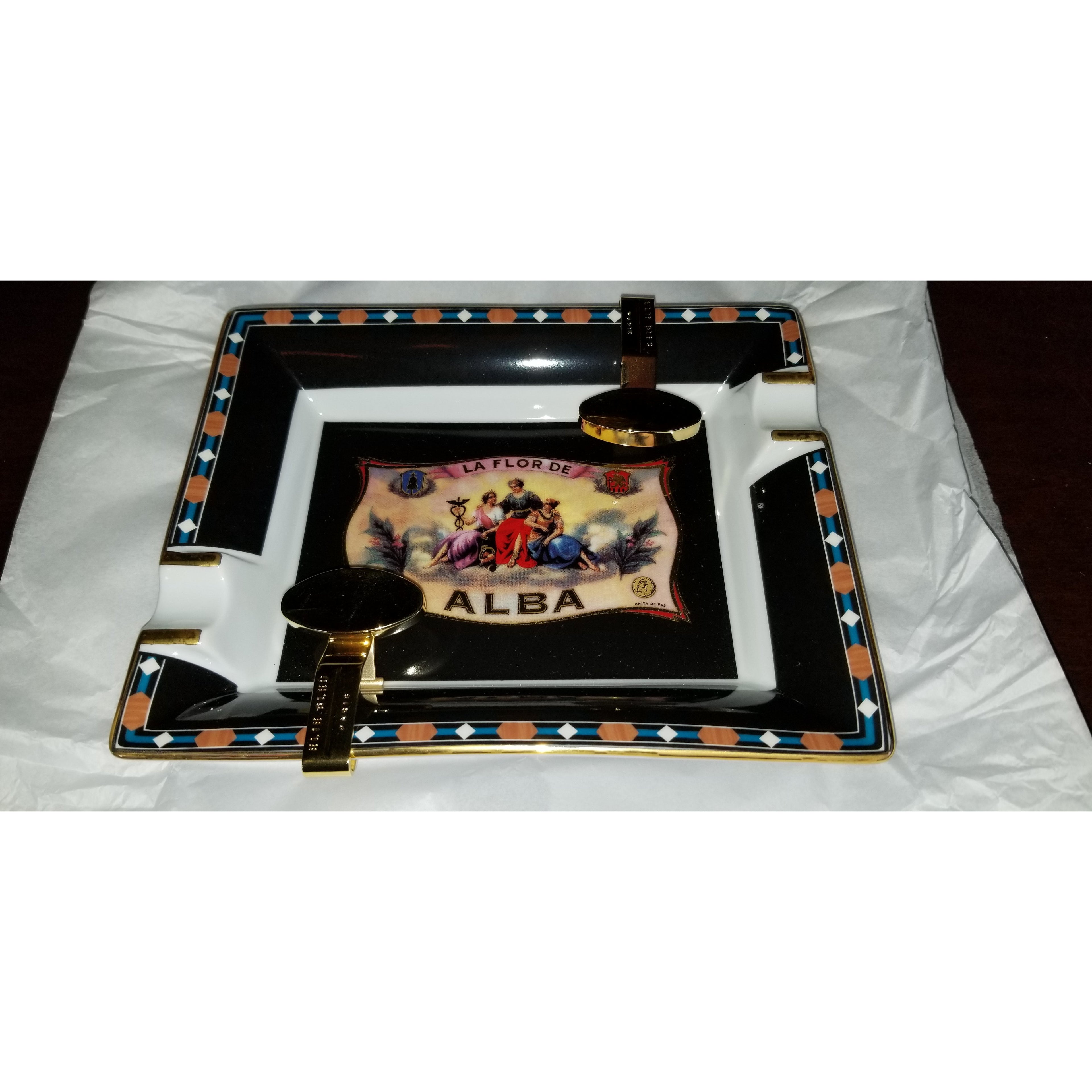 Elie Bleu Alba Porcelain Black  Ashtray