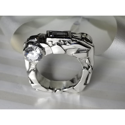 Custom designed "Rock" Solid Silver Ring