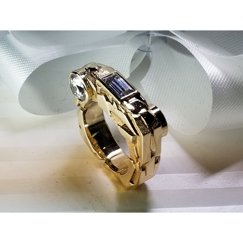 Custom Designed 14K Yellow Gold "Rock" Ring