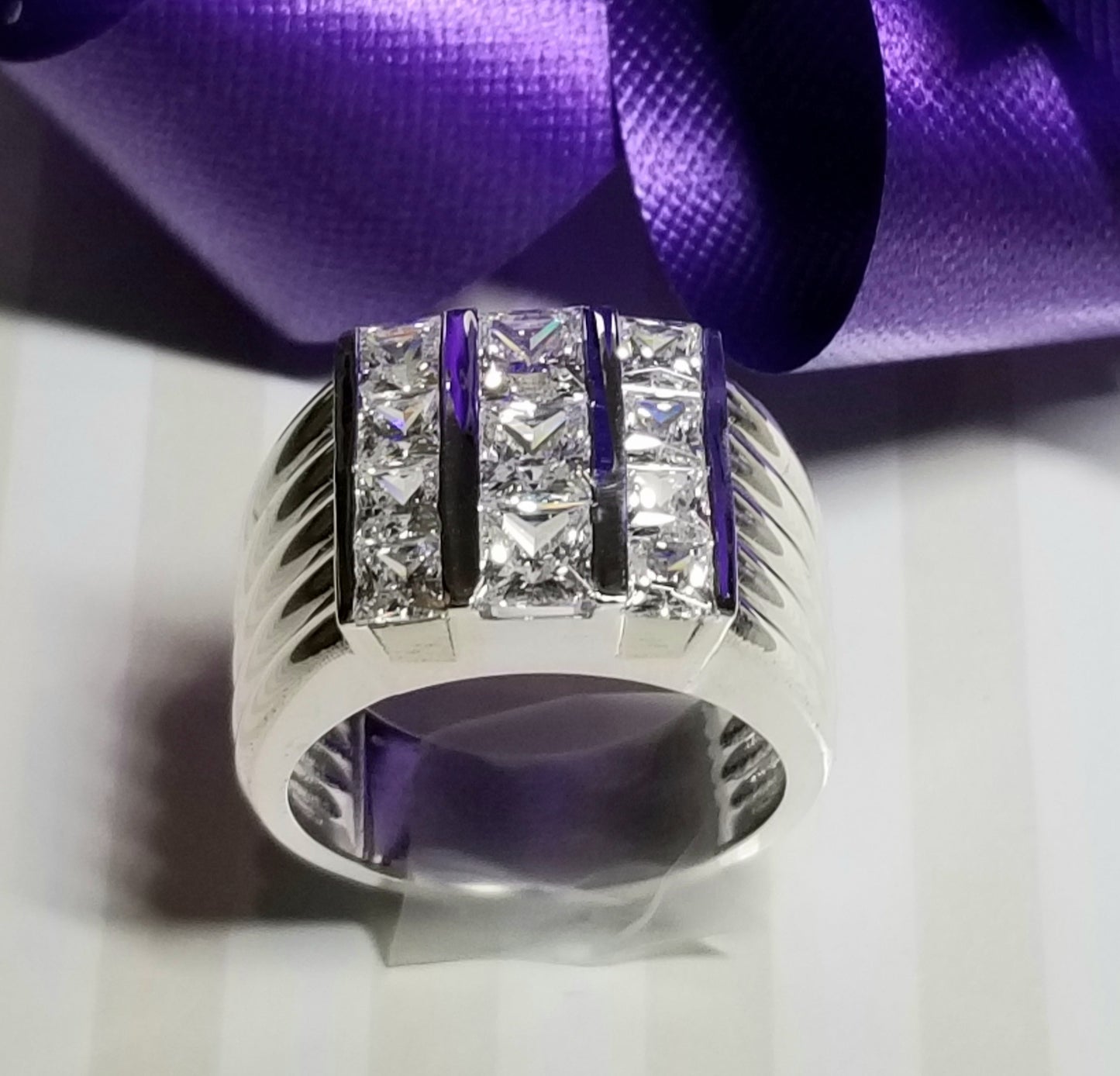 Men's Sterling Silver & Princess Cut Ring