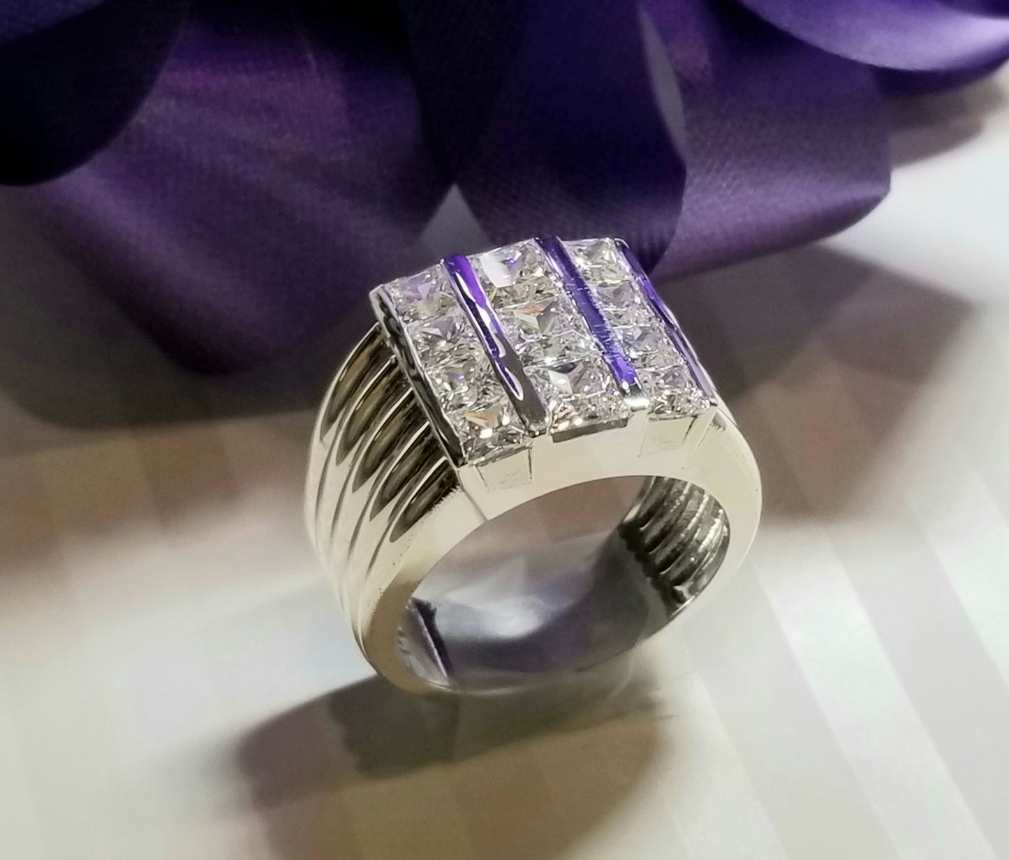 Men's Sterling Silver & Princess Cut Ring