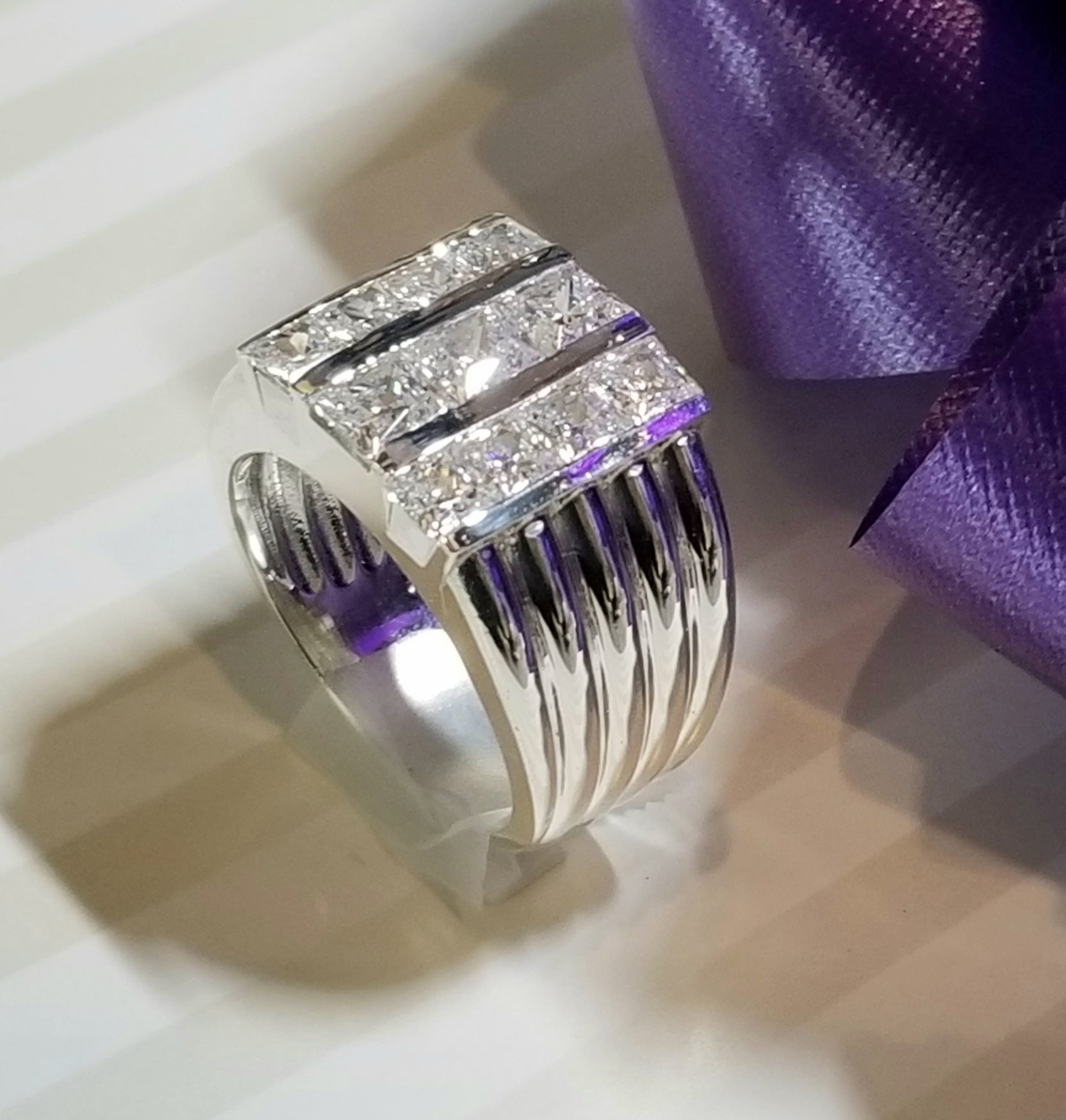 Men's Sterling Silver & Princess Cut Ring