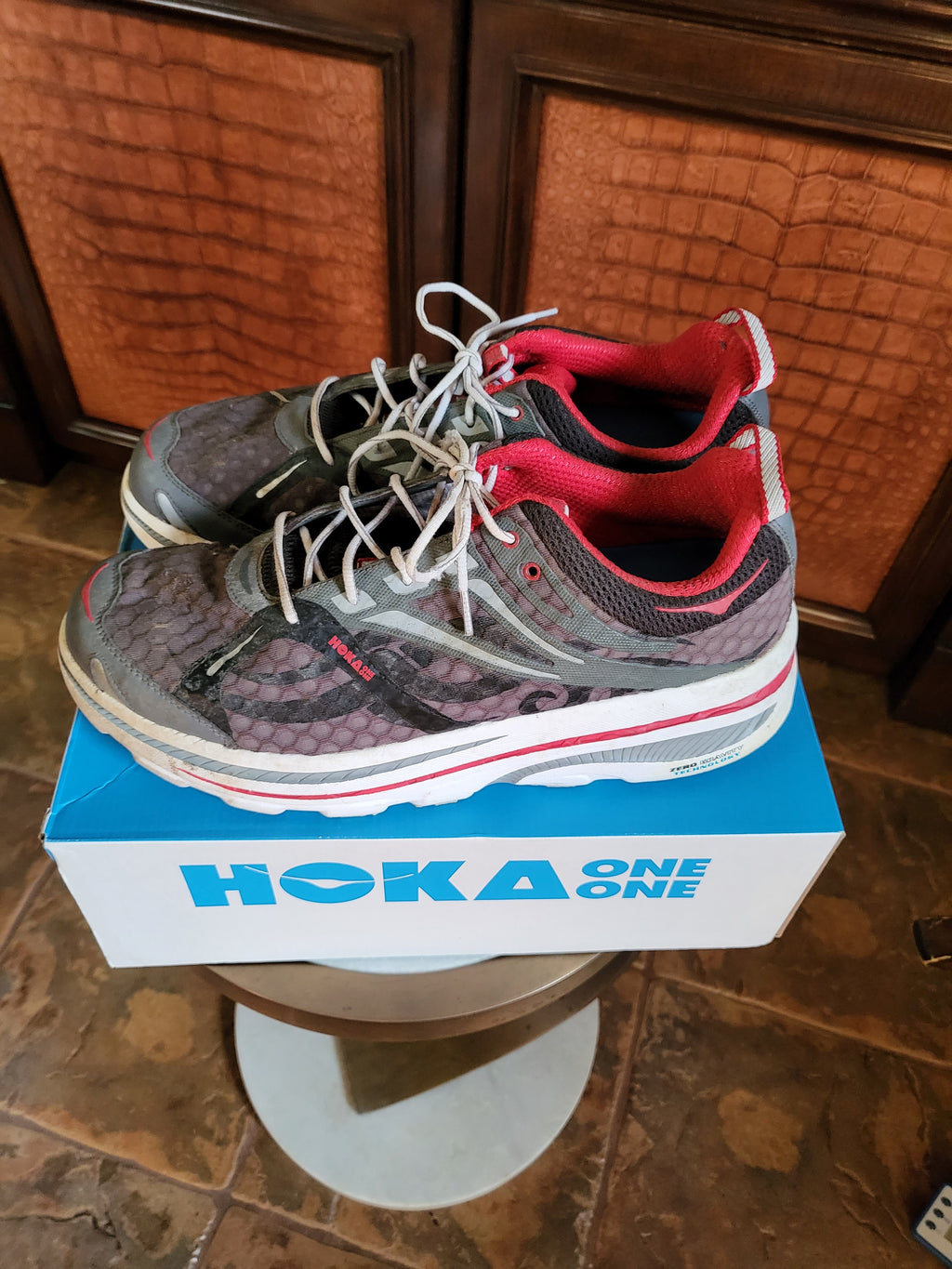 Hoka One One Men's Stinson 3 ATR Shoes 1008326 Grey / Orange Flash Size 14.5