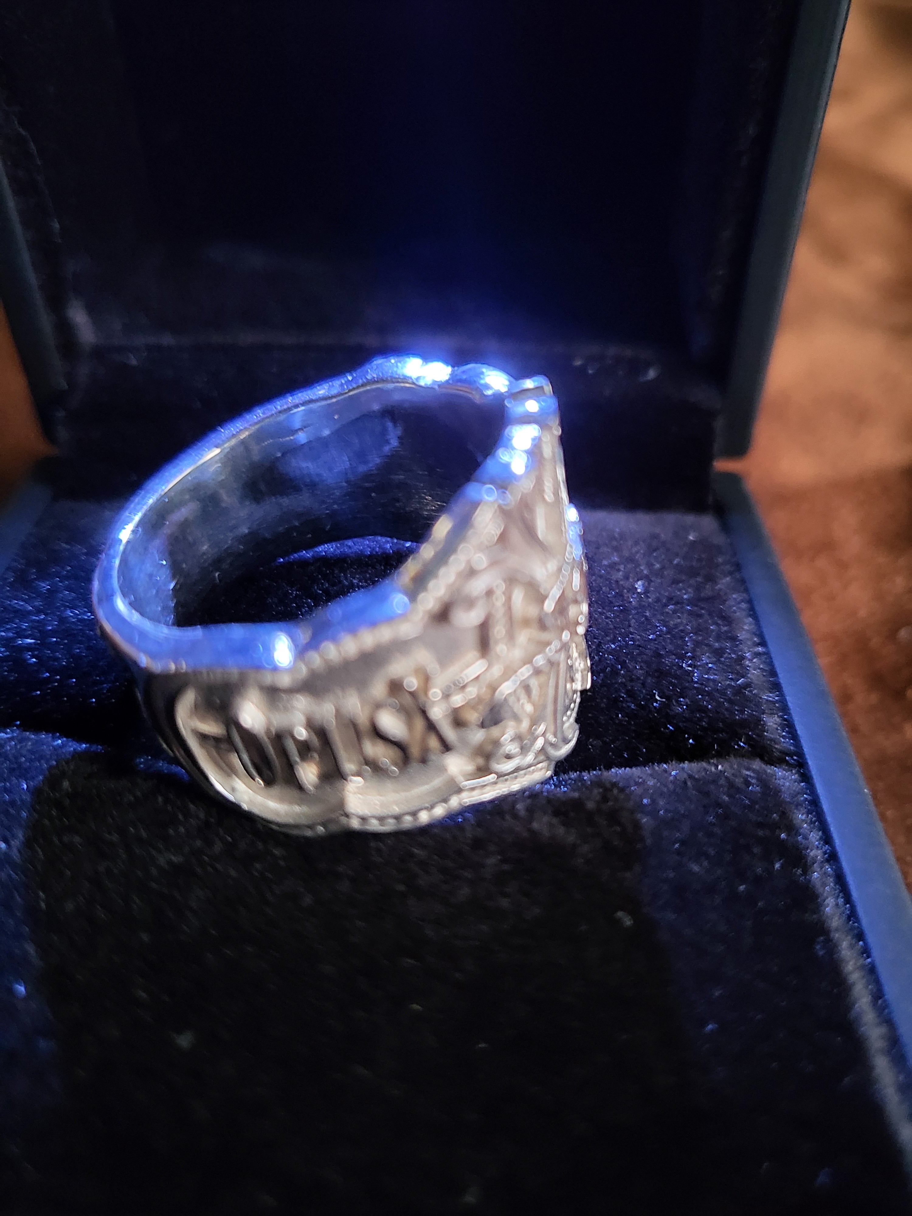 Opus X Custom Logo Silver Ring Size 11.5