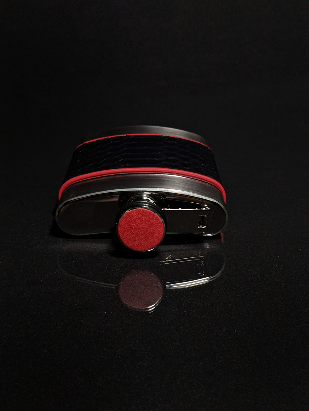 Brizard and Co. The 6 oz Flask - Black Python Leather and Racing Red