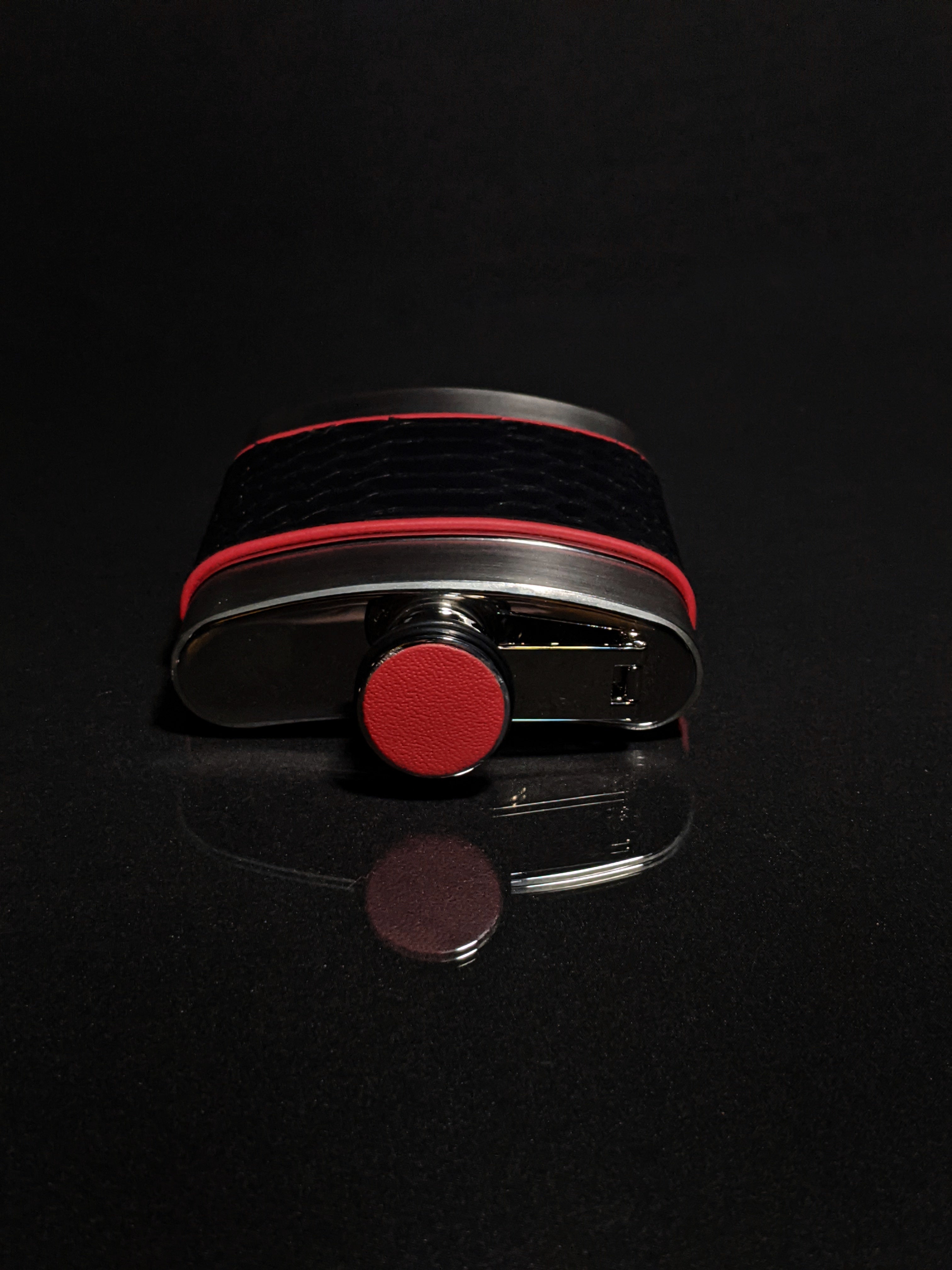 Brizard and Co. The 6 oz Flask - Black Python Leather and Racing Red