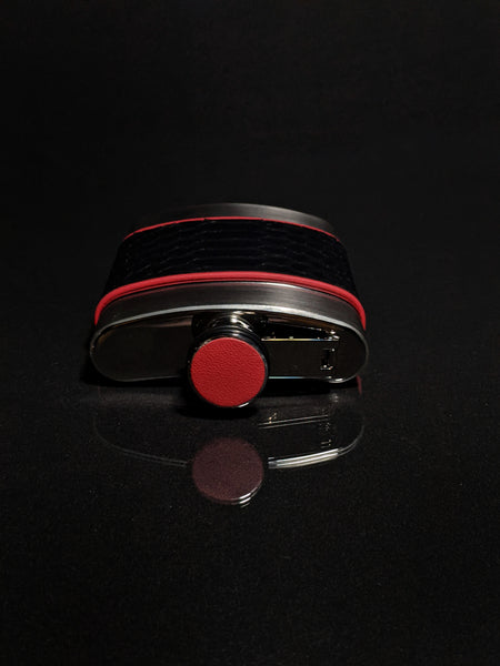 Brizard and Co. The 6 oz Flask - Black Python Leather and Racing Red