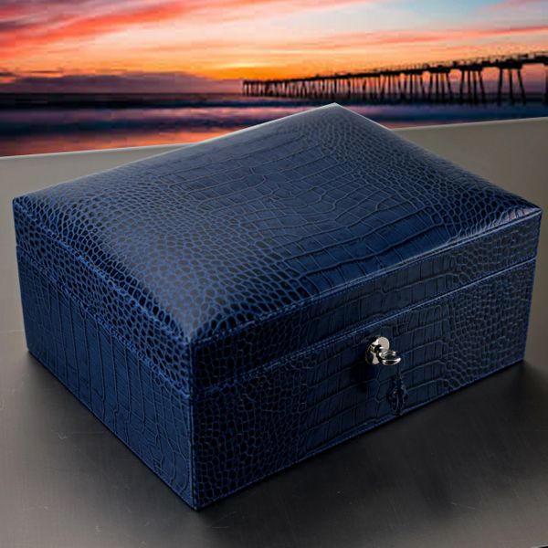 Brizard and co. The "Airflow" Cigar Humidor - Indigo Croco Pattern (30/40 Count)