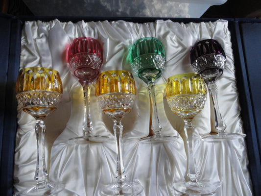 FABERGE XENIA IMPERIAL CASED CUT TO CLEAR CRYSTAL GOBLETS  SIGNED