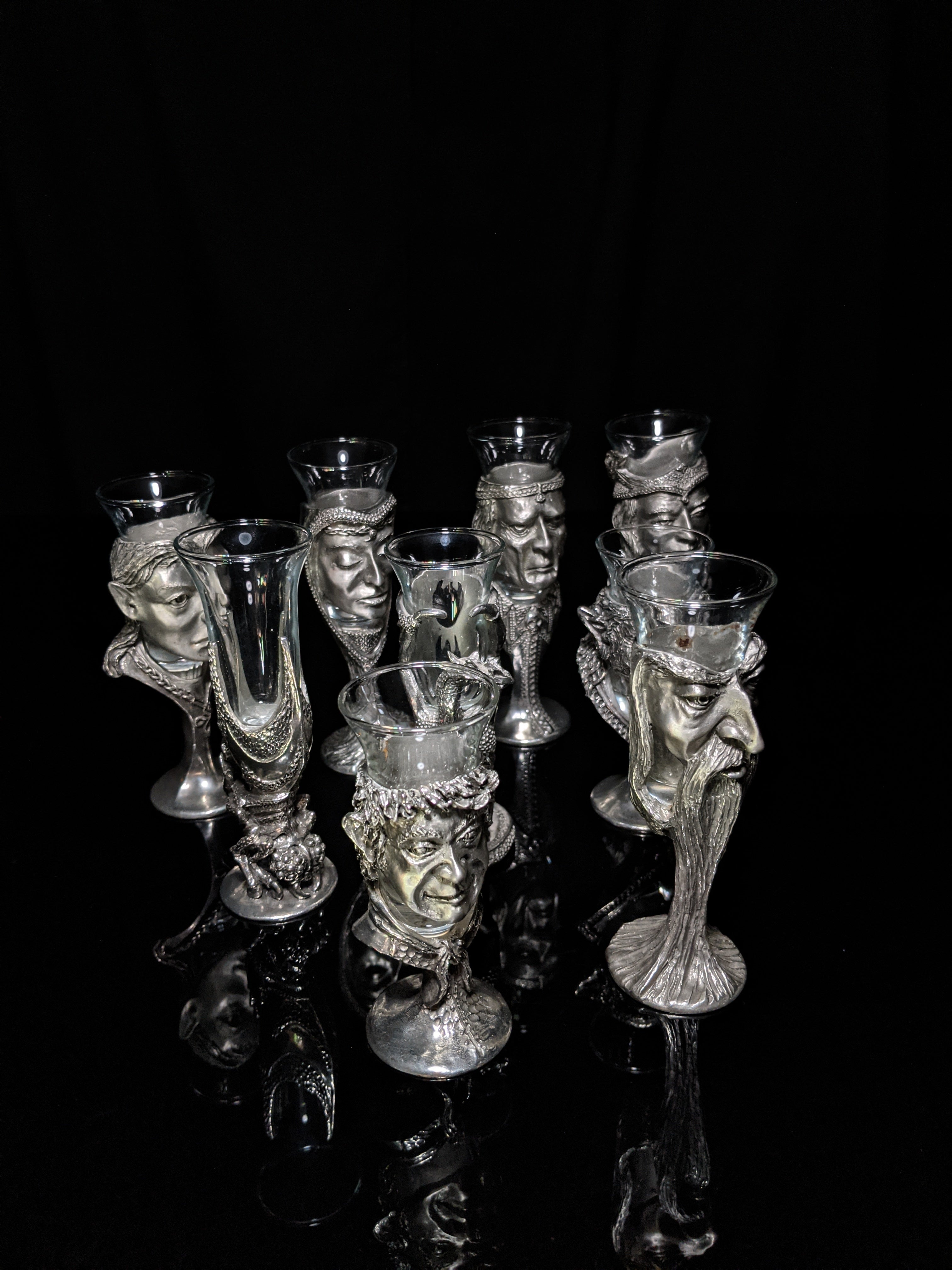Royal Selangor Lord of Rings  Pewter  Shot Glasses   Set of 9