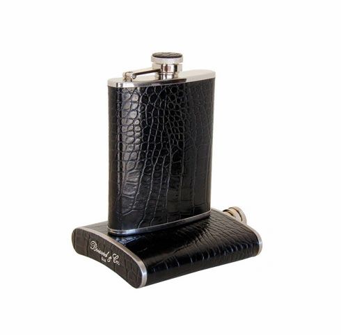 Brizard and Co. The 6 oz Flask - Croco Pattern Black