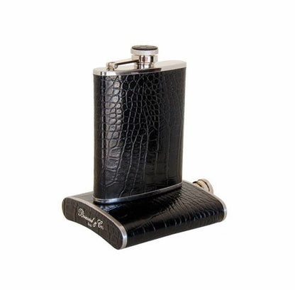 Brizard and Co. The 6 oz Flask - Croco Pattern Black