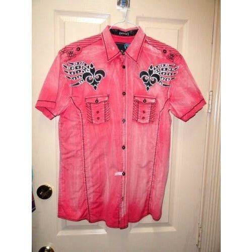 Men's Roar Signature Short Sleeve Button Up Shirt Size Medium