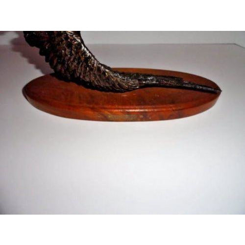 American Eagle Bronze Sculpture on Wooden Base