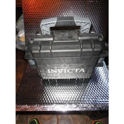 Invicta watch carrying case in black with grey handles holds 3 watches