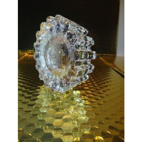 clear glass sprocket  ashtray