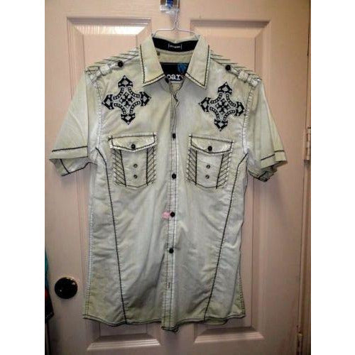 Men's Roar Signature Short Sleeve Button Up Shirt Size Medium