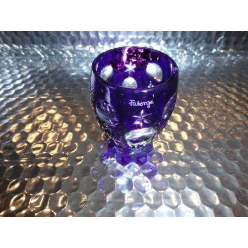Faberge Na Zdorvye Galaxy Cobalt Blue Vodka Shot Glass etched by Faberge