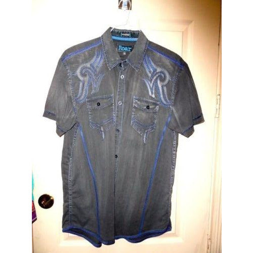 Men's Roar Signature Short  Sleeve Button Up Shirt Size Large