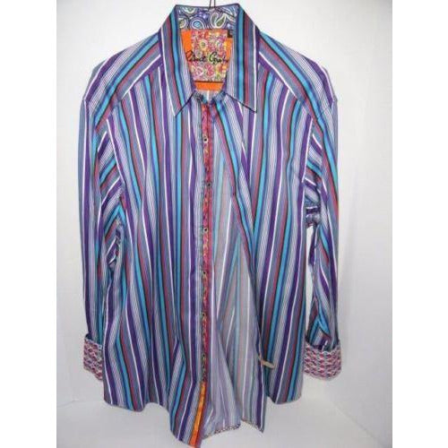 Robert Graham Multicolor Satin Stripe Shirt — Medium