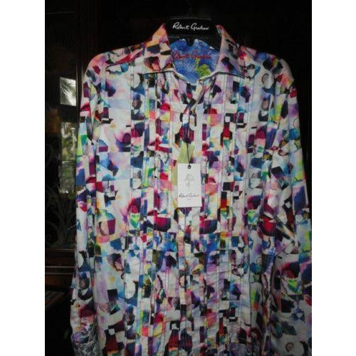 Robert Graham Multicolor Abstract Cubist Print Shirt — Medium