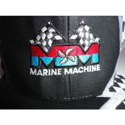 Marine Machine embroidered black baseball cap with checkered Flag