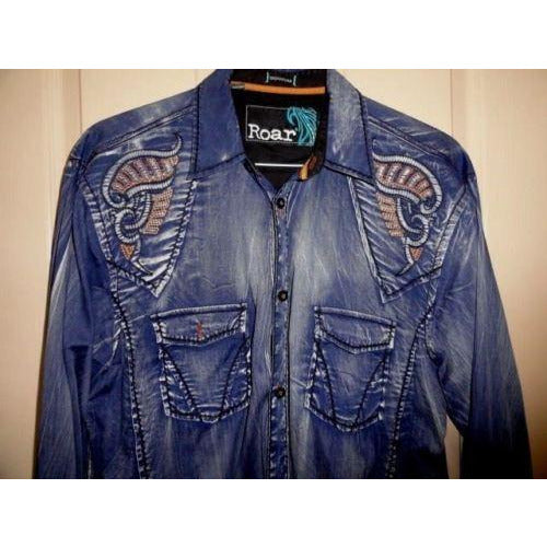 Men's Roar Signature Long  Sleeve Button Up Shirt Size Large