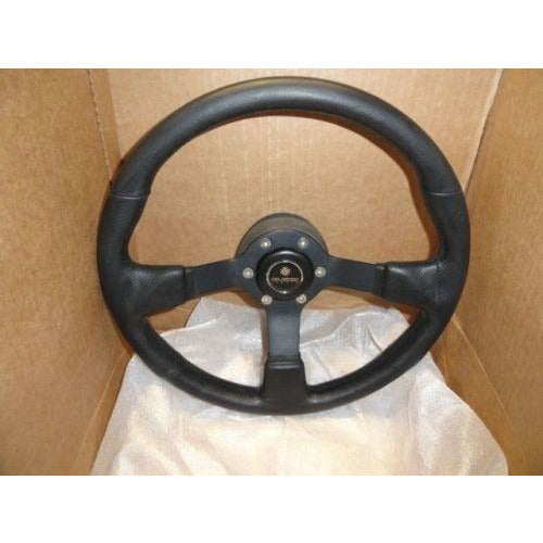 Marine Steering Wheel M521 Black Urethane Black Spoke & Billet Adaptor