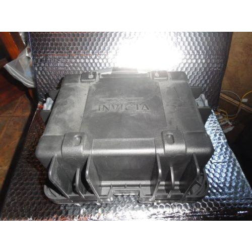 Invicta watch carrying case in black with grey handles holds 3 watches