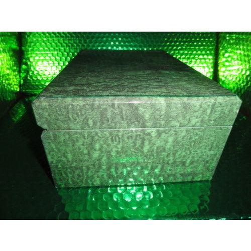 Custom Exotic Dark Green Wood Humidor 50 count capacity 11" L x 7.25" W x 4.5" H