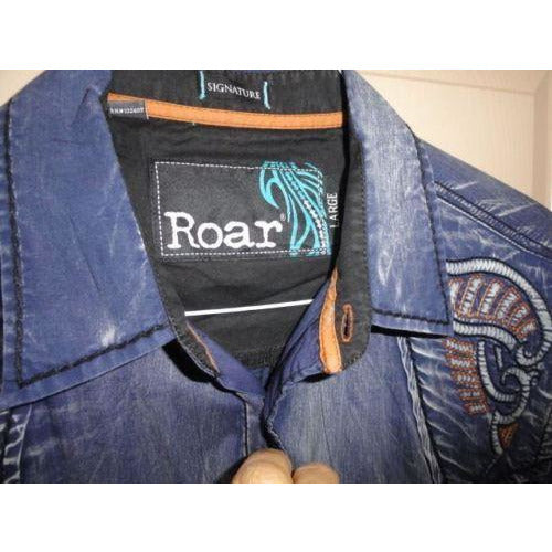 Men's Roar Signature Long  Sleeve Button Up Shirt Size Large