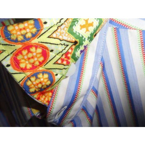 Robert Graham Blue White Satin Stripe Shirt — Medium