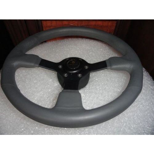 New Gussi Boat Steering Wheel M521 Grey Urethane Black Spoke & Black Hub Adaptor