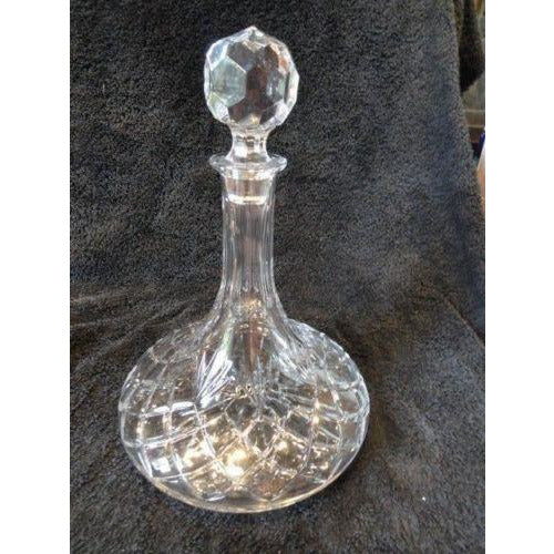 Cut  Crystal 10.5" Ships Decanter with stopper no original box