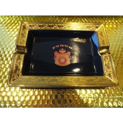 Punch ceramic blue and gold  ashtray new with cutter