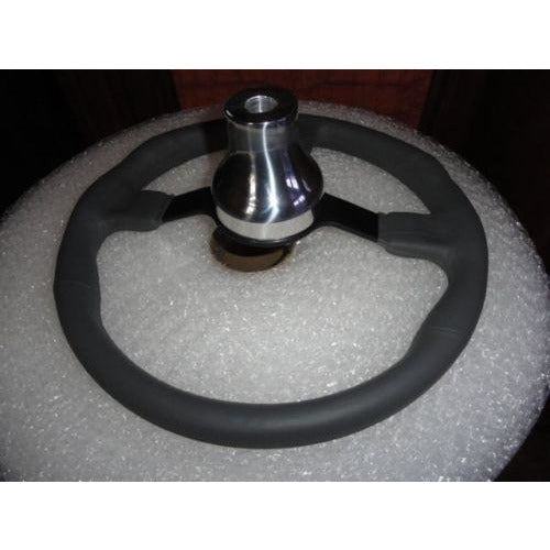 Gussi Boat Steering Wheel M521 Grey Urethane Black Spoke & Polished Alum Hub