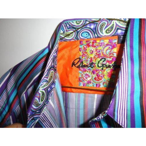 Robert Graham Multicolor Satin Stripe Shirt — Medium
