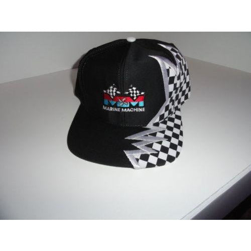 Marine Machine embroidered black baseball cap with checkered Flag