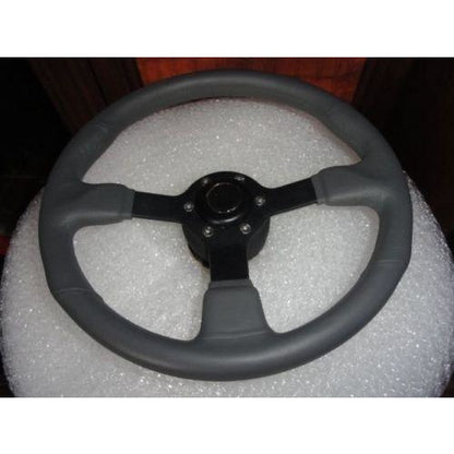 New Gussi Boat Steering Wheel M521 Grey Urethane Black Spoke & Black Hub Adaptor