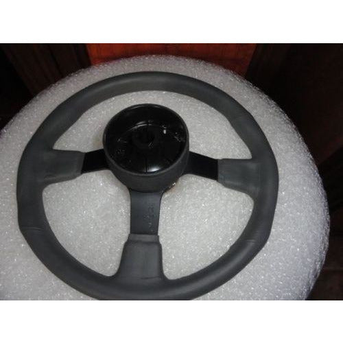 New Gussi Boat Steering Wheel M521 Grey Urethane Black Spoke & Black Hub Adaptor