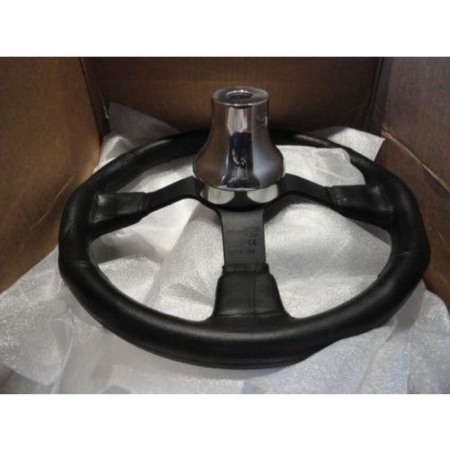 Marine Steering Wheel M521 Black Urethane Black Spoke & Billet Adaptor