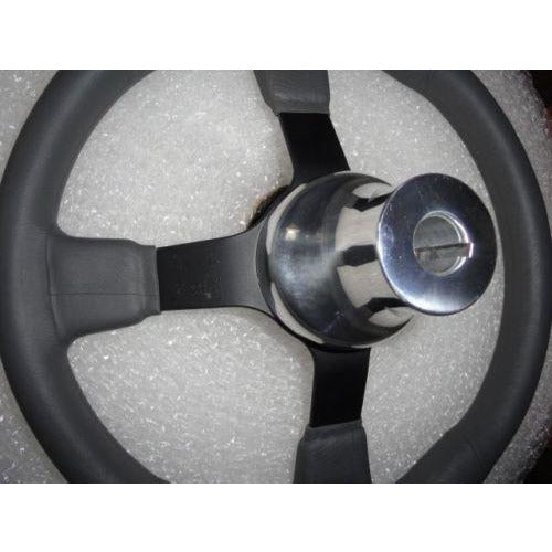 Gussi Boat Steering Wheel M521 Grey Urethane Black Spoke & Polished Alum Hub