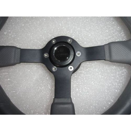 New Gussi Boat Steering Wheel M521 Grey Urethane Black Spoke & Black Hub Adaptor