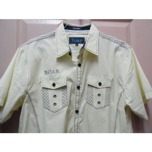 Men's Roar Signature Short  Sleeve Button Up Shirt Size Large