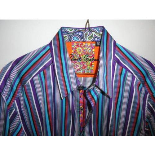 Robert Graham Multicolor Satin Stripe Shirt — Medium