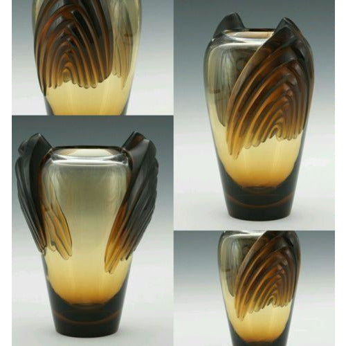 LALIQUE "Marrakech" Vintage Sculptural Art Glass Vase by Marie-Claude Lalique