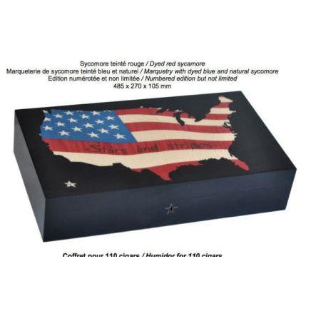 Elie Bleu Stars & Stripes "  Humidor 110 Count NIB Made in France