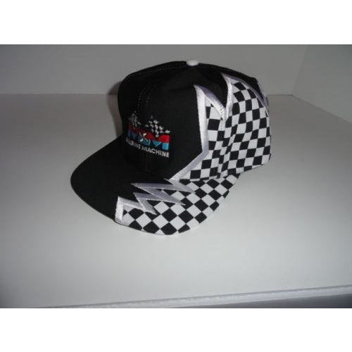 Marine Machine embroidered black baseball cap with checkered Flag