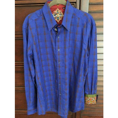 Robert Graham Royal Blue Tonal Plaid Shirt — Medium